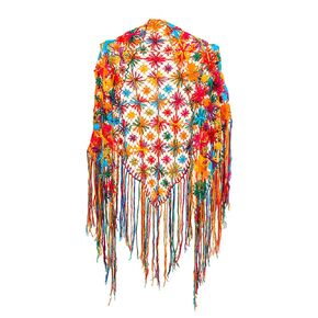 vireChic, Multicolored handmade, Embroidery filé 100% cotton shawl, Blossom