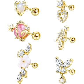 ORAZIO Cartilage Earrings for Women 16G 316L Stainless Steel Helix Tragus Cartilage Stud Ear Piercing Jewelry