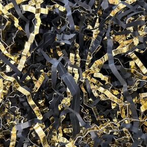 Crinkle Cut Paper Shred Filler (1/2 LB) for Easter Basket Grass Filler Decorations Gifts Craft DIY's Packaging, White & Gold Shredded paper for Gift Box, Wrapping & Basket Filling for Christmas, Halloween & Wedding Decorations (White & Gold）