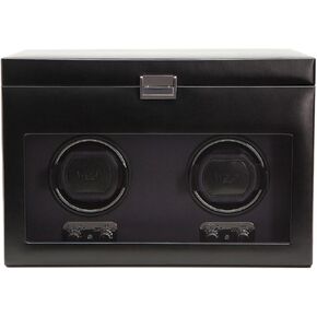 WOLF 270402 Heritage Double Watch Winder with Cover and Storage, Black in Saudi Arabia