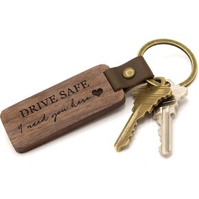 MUUJEE I Love You More Than Miles Between Us Keychain - Engraved Wooden Keychain Key Chain Anniversary Birthday Gift Ideas LDR Long Distance Relationship Gifts