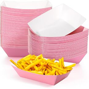 100 Pcs Paper Food Trays Boat Disposable Nacho Trays Kraft Paper Boat for Tacos Concession Halloween Christmas Party Supplies (Black, White,1 lb)