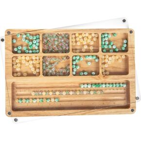 Svartur Acrylic Bead Mat with Lid, Solid Base Seed Bead Tray with Built-in Felt Bead Mat & Magnetic Cover, Flocking Bead Board for Jewelry Making, Bead Sorting Tray for Seed Bead, Small Bead Under 4mm