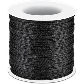 Black Nylon String, Anezus 0.8mm Nylon Thread Chinese Knotting Cord Tarred Twine Outdoor String for Braided Bracelets, Beading, Necklaces, Macrame Craft, Wind Chime, Blinds, Jewelry Making