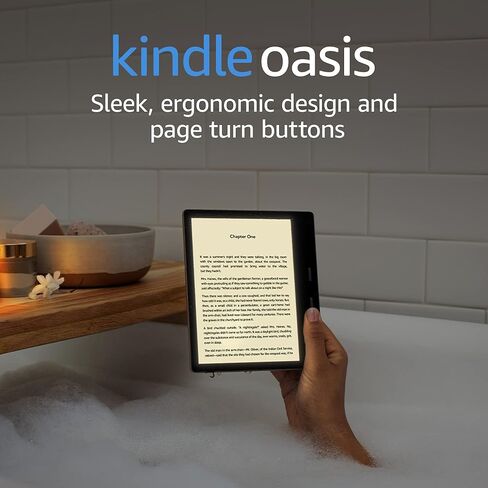 Kindle Oasis - بشاشة مقاس 7 بوصات وأزرار تقليب الصفحة - Wi-Fi + اتصال خلوي مجاني، 32 جيجابايت، جرافيت in Saudi Arabia