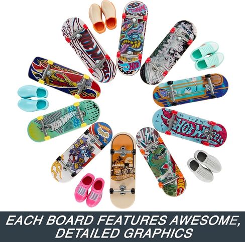 Hot Wheels Skate Tricked Out Pack, 4 Hot Wheels-Themed Fingerboards & 2 Pairs of Skate Shoes, Includes 1 Exclusive Set (Styles May Vary) in Kuwait
