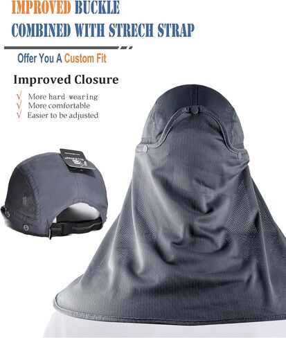 Outdoor Sun Hat for Men Women UPF 50+ Fishing UV Hat with Neck Flap Face Cover for Sun Protection in Kuwait