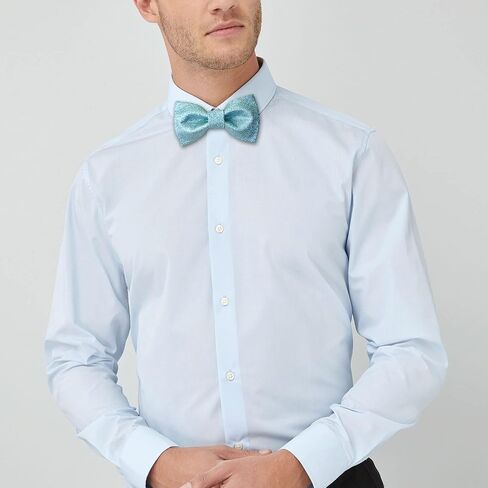 Men's Plain Color Pre-tied Bow Tie and Pocket Square Set | Glitter Sparkling for Formal Wedding Party Christmas | CK Bow (Brown) in Saudi Arabia