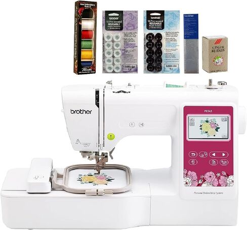 Brother PE545 Embroidery Machine, Wireless LAN Connected, 135 Built-in Designs, 4" x 4" Hoop Area, Large 3.7" LCD Touchscreen, USB Port, 10 Font Styles in Kuwait