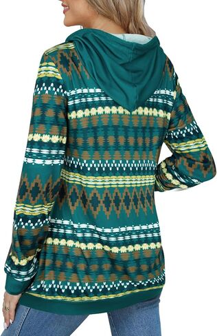 Miusey Womens Hooded Shirts Long Sleeve V Neck Tunic Hoodie Lightweight Sweatshirts with Kangaroo Pocket in Kuwait