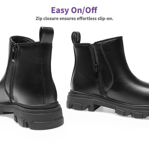 DREAM PAIRS Girls Chelsea Boots Side Zipper Interchangeable Accessories Ankle Booties Toddler/Little Kid/Big Kid in Kuwait