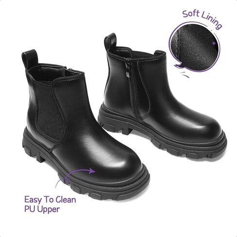 DREAM PAIRS Girls Chelsea Boots Side Zipper Interchangeable Accessories Ankle Booties Toddler/Little Kid/Big Kid in Kuwait