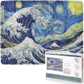 EsLuker.ly Latch Hook Rug Kits DIY Crochet Carpet Cats Patterns Pre-Printed Canvas Yarn Rug Embroidery Crafting Arts for Adults Kids Beginners