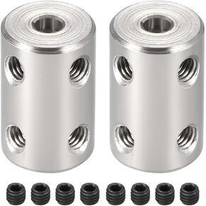 Rebower Rigid Coupling Stainless Steel Shaft Coupler Connector Motor Accessories [for 3D Printer]-8mm to 10mm Bore L22 x D14/Silver/2 Pack