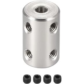 Rebower Rigid Coupling Stainless Steel Shaft Coupler Connector Motor Accessories [for 3D Printer]-8mm to 10mm Bore L22 x D14/Silver/2 Pack