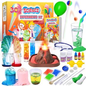 UNGLINGA 30+ Experiments Science Kits for Kids Age 4-6-8-10-12 Educational STEM Project Activities Toys Gifts for Boys Girls, Chemistry Set, Bouncy Ball, Volcano Eruption