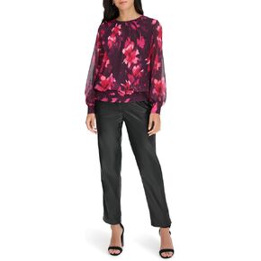 Calvin Klein Women's Printed Long Sleeve Blouse