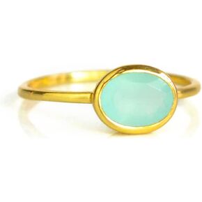 Small Oval Stacking Mother's Rings in All Birthstones, Dainty Gold-Plated Gemstone Rings [smalloval]