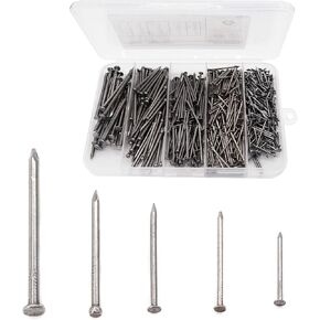 Picture Hanging Kit, cSeao 415 Pieces Hardware Nail Assortment Kit & 8oz Claw Hammer,Mini Hammer with Anti-Slip Handle,Common Nails, Wood Nails, Picture Hanging Nails, Wall Nails for Hanging