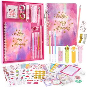 VERTOY DIY Journal Set for Girls Ages 8-12 - Kids Scrapbook Diary Journaling Kit for Writing, Ideas Birthday Gifts and Toys for 8 9 10 11 12 13+ Years Old, Teenage Girls