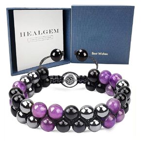 Triple Protection Bracelets for Men and Women, 8mm Natural Handmade Tiger Eye Hematite and Black Obsidian Healing Crystal Stones Bracelets, Stone Beaded Bracelets Mens Jewelry