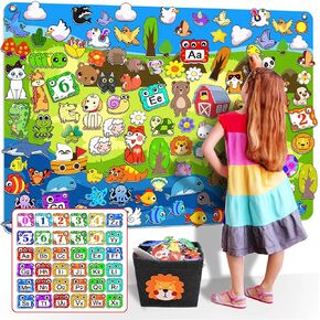 204Pcs Animals Felt Busy Board Story Set with Storage Bag Preschool Large Wall Storyboard Forest Themed Early Learning Interactive Play Kit Wall Hanging Gift for Toddlers Kids 40 X 28 Inch