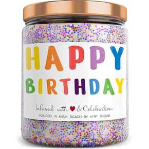 Happy Birthday Candle - Vanilla Birthday Cake Scent with Sprinkles Cute Birthday Gifts for Women Ideas, Made in USA, 9 oz - Cool Unique Bday Gift for Her, Best Friend, Men - Mint Sugar Candle Company
