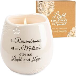 Pavilion Gift Company Light Your Way Memorial 19179 in Memory of Mother Ceramic Soy Wax Candle, White, 8 oz