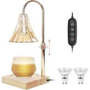Candle Warmer Lamp with Timer Gifts for Mom, Electric Candle Warmer with 3 * 50W Candle Warmer Light Bulbs, Dimmer Candle Warmer Height Adjustable Scented Candles, Candle Lamp Warmer for Home Decor