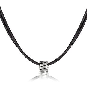 Handmade Long Black Cord Necklace For Men With Triangle Pendant - Black Cord Necklace For Men - Geometric Necklace For Men By Galis Jewelry