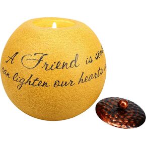 Pavilion Gift Company Comfort Candles 4-1/2-Inch Round Candle Holder, Friend