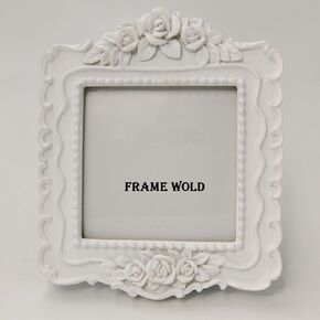 FRAMEWOLD Picture Frame 3x3 Heart Resin and Wood Frame Creativity Design,3x3 Photo frames White.
