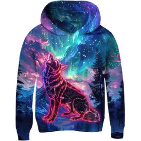 AIDEAONE Boys Girls Fleece Hoodies 3D Print Plush Pullover Hoodie Casual Hooded Sweatshirts with Pocket for Age 5-13 Kids