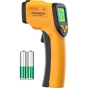 BSIDE Infrared Thermometer Pyrometer 50:1 Industrial Temperature Gun -58℉~2552℉(-50℃~1400℃) IR Laser Thermometer, High Temp Non-Contact Digital Thermometer for Furnace Smelt Forge