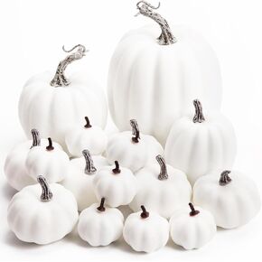 DomeStar 18PCS Black Pumpkins for Decoration, Artificial Pumpkins Small Black Foam Pumpkins Assorted Sizes for Halloween Thanksgiving Farmhouse Table Decor