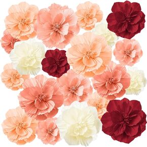 Hsei 19 Pcs Mexican Paper Flowers Colorful Fiesta Paper Flowers Mexican Flowers Decoration Carnival Crepe Paper Flowers for Cinco de Mayo Party Backdrop Day of the Dead Decor Craft (8/10/12 Inch)