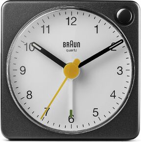 Braun Classic Travel Analogue Clock, Compact, Quiet Quartz Movement, Crescendo Beep Alarm in Blue, Model BC02BL, One Size, Blue, One Size, Classic
