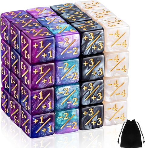 48 Pieces Dice Counters Token Dice D6 Dice Cube Loyalty Counter Dice Compatible with MTG, CCG, Card Gaming Accessory, 2 Styles in Saudi Arabia