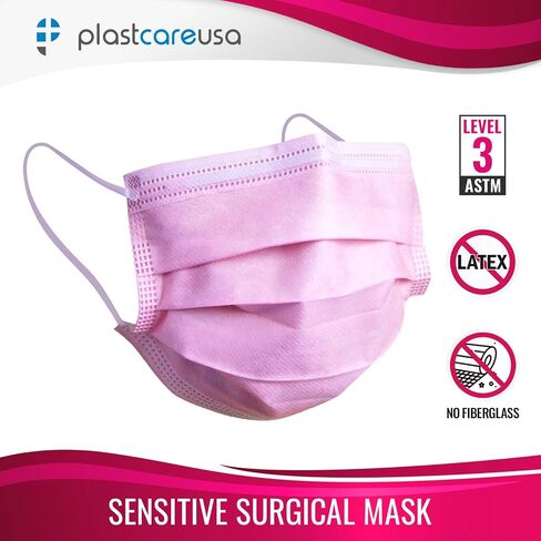 PlastCare USA 100 4-Ply ASTM Level 3 Face Masks, Disposable (Blue) (2 Boxes of 50) in Saudi Arabia