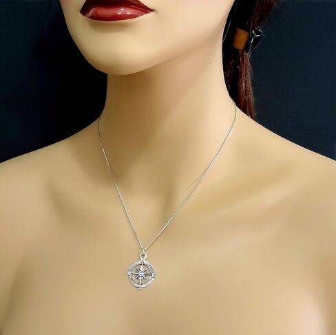 Compass Necklace Sterling Silver, Enjoy the Journey, Travel Necklace, Graduation Gift Necklace,18 Inches in Saudi Arabia
