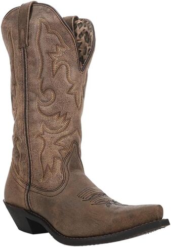 Laredo Womens Access Goat Snip Toe Dress Boots Knee High Low Heel 1-2" - Brown in Saudi Arabia