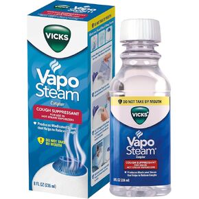 Vicks VapoSteam Medicated Liquid with Camphor, a Cough Suppressant, 8 Oz – VapoSteam Liquid Helps Relieve Coughing, for Use in Vicks Vaporizers and Humidifiers