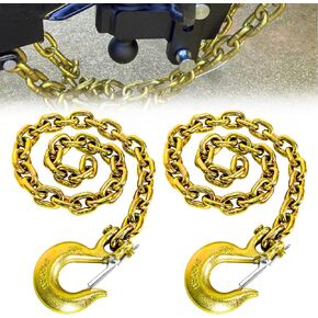 FITHOIST G80 Trailer Safety Chain 35 Inch | Tow Chain with 3/8'' Clevis Snap Hook | 2-Pack Heavy Duty Chain WLL 25,000 lbs for Towing
