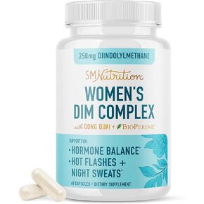 DIM Supplement 250 mg | Estrogen Balance for Women | Hormone Menopause Relief, Hot Flashes & Night Sweats, PCOS & Estrogen Metabolism Support Supplements with Dong Quai | Gluten-Free, 2-Month Supply
