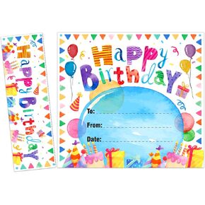 D24TIME 36Pcs Watercolor Happy Birthday Award Certificates Gifts for Kids Classroom Birthday Certificates Awards for Kid Student Gifts from Teacher for Kindergarten Elementary Back to School Supplies