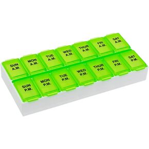 Ezy Dose Weekly (7-Day) AM/PM Pill Organizer, Vitamin Case, and Medicine Box, Medium Compartments, 2 Times a Day, Natural