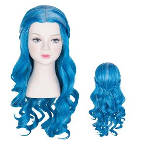 Koonfan Moana Wig with Flower Child Long Black Kinky Curly Wig for kids Costume Halloween Cosplay Wig