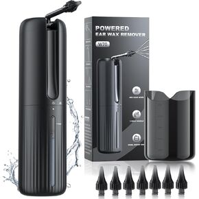 Ear Wax Removal - Water Powered Ear Cleaner -Ear Cleaning Kit - Electric Ear Irrigation Flushing System with 5 Jet Stream 4 Pressure Settings - Earwax Removal Kit with Basin & 10 Replaceable Nozzles