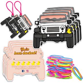 You've Been Ducked, DCUK Duck Tags, Duck Ducking Game Card, 50 Pack, 3.5 x 2.5 inches, Duck Tag with Hole and Rubber Bands, SUV Car Design (7FDK1001)