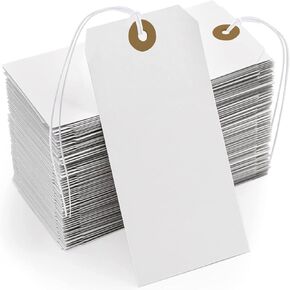 White Tags with String Attached,200 Pcs Large Marking Tags Paper Hanging Tags with Elastic Rope Attached,Writable Price Tags Blank Paper Gift Tags for All Occasions